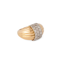 Charger l'image dans la galerie, Bague or jaune et platine godronnée diamant