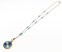 Charger l'image dans la galerie, Montre à gousset or jaune 18kt  émaillée avec sa chaîne datant de 1900-1910 - adalgyseboutique