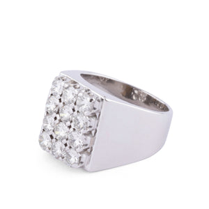 Bague chevalière en or gris et diamant