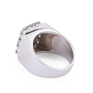 Bague chevalière en or gris et diamant