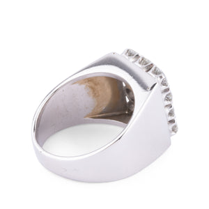 Bague chevalière en or gris et diamant