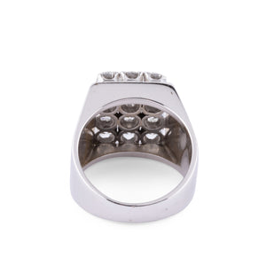 Bague chevalière en or gris et diamant