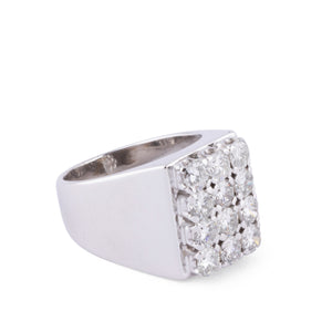 Bague chevalière en or gris et diamant