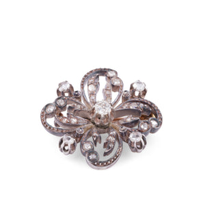 Broche rosace or et argent Napoleon III