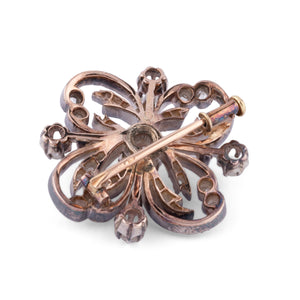 Broche rosace or et argent Napoleon III