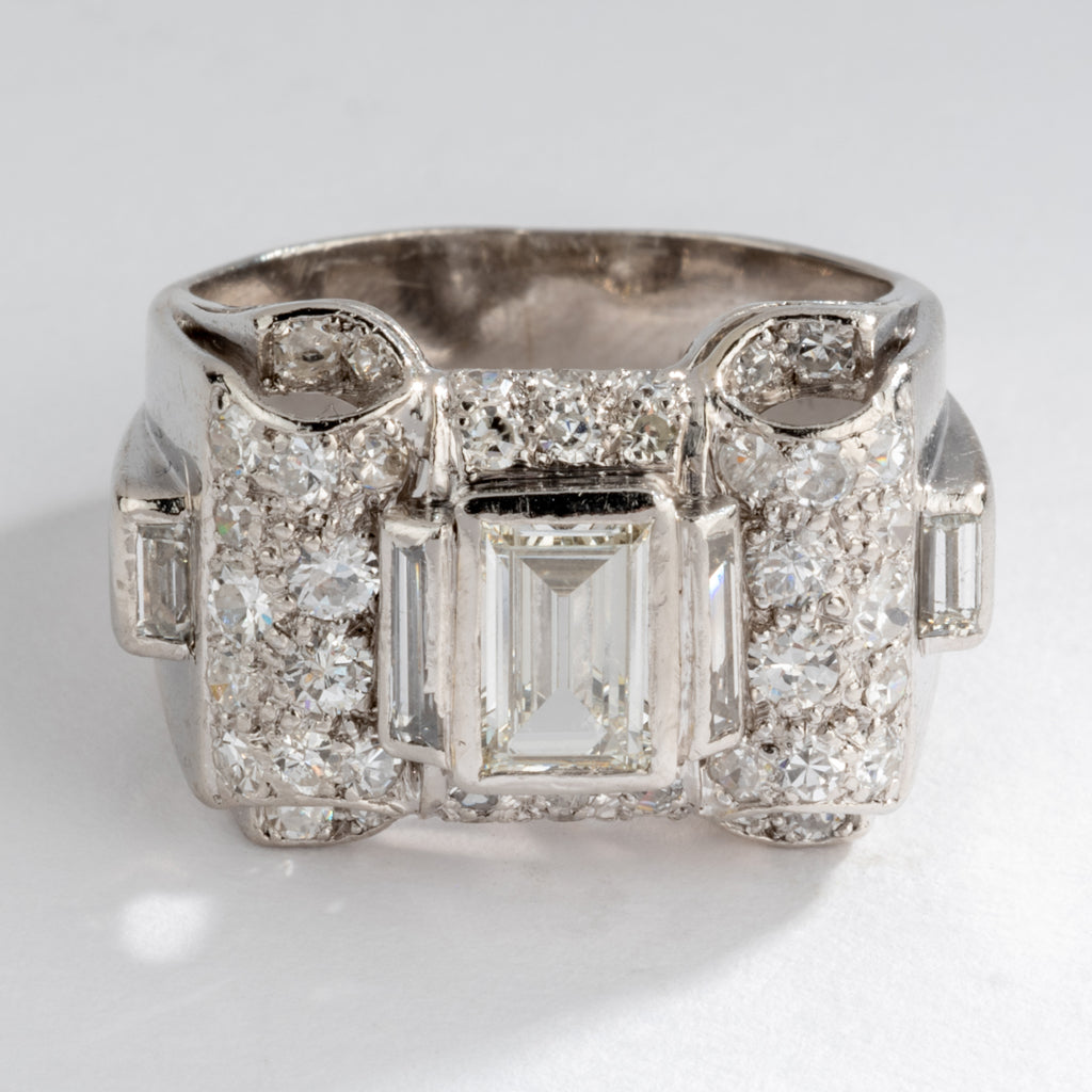 Bague platine et diamant Art Déco