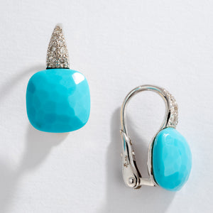 Boucles d'oreilles Pomellato modèle Capri en or gris et turquoise