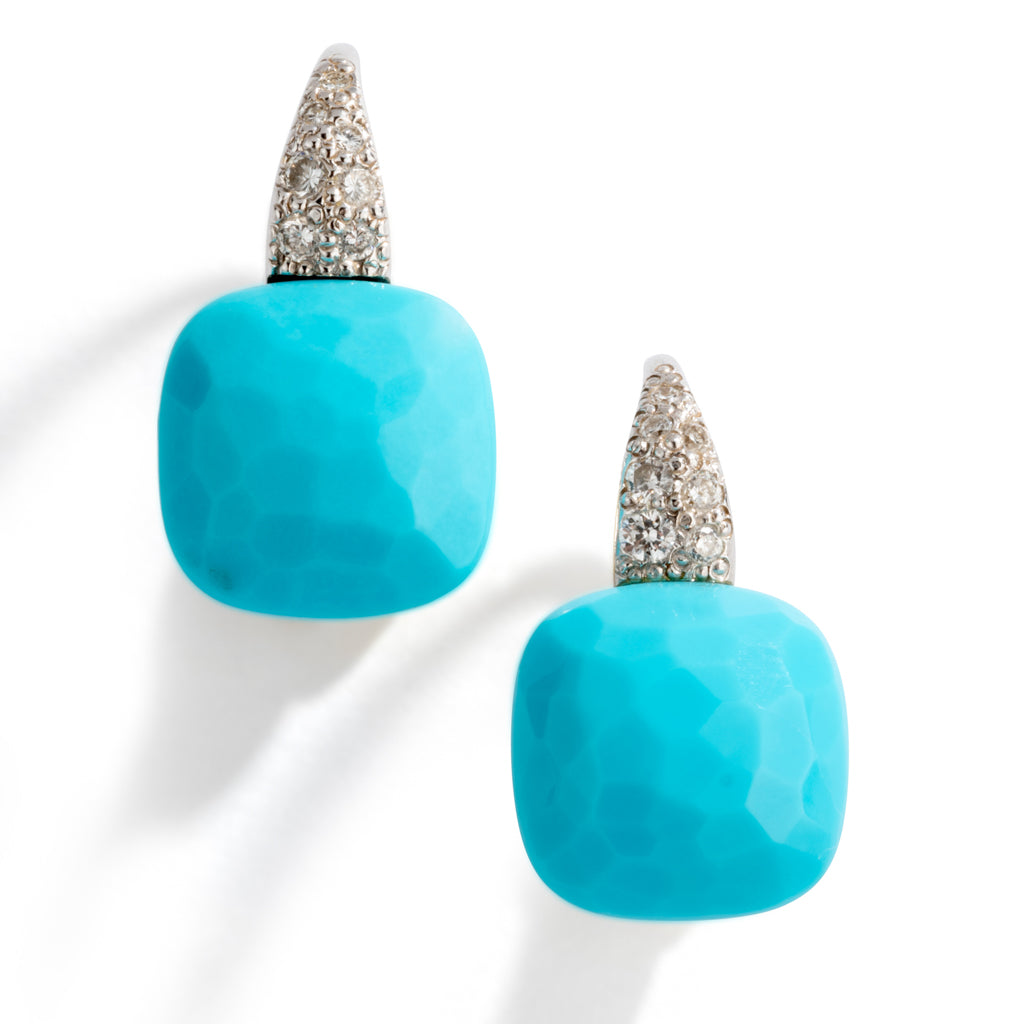 Boucles d'oreilles Pomellato modèle Capri en or gris et turquoise