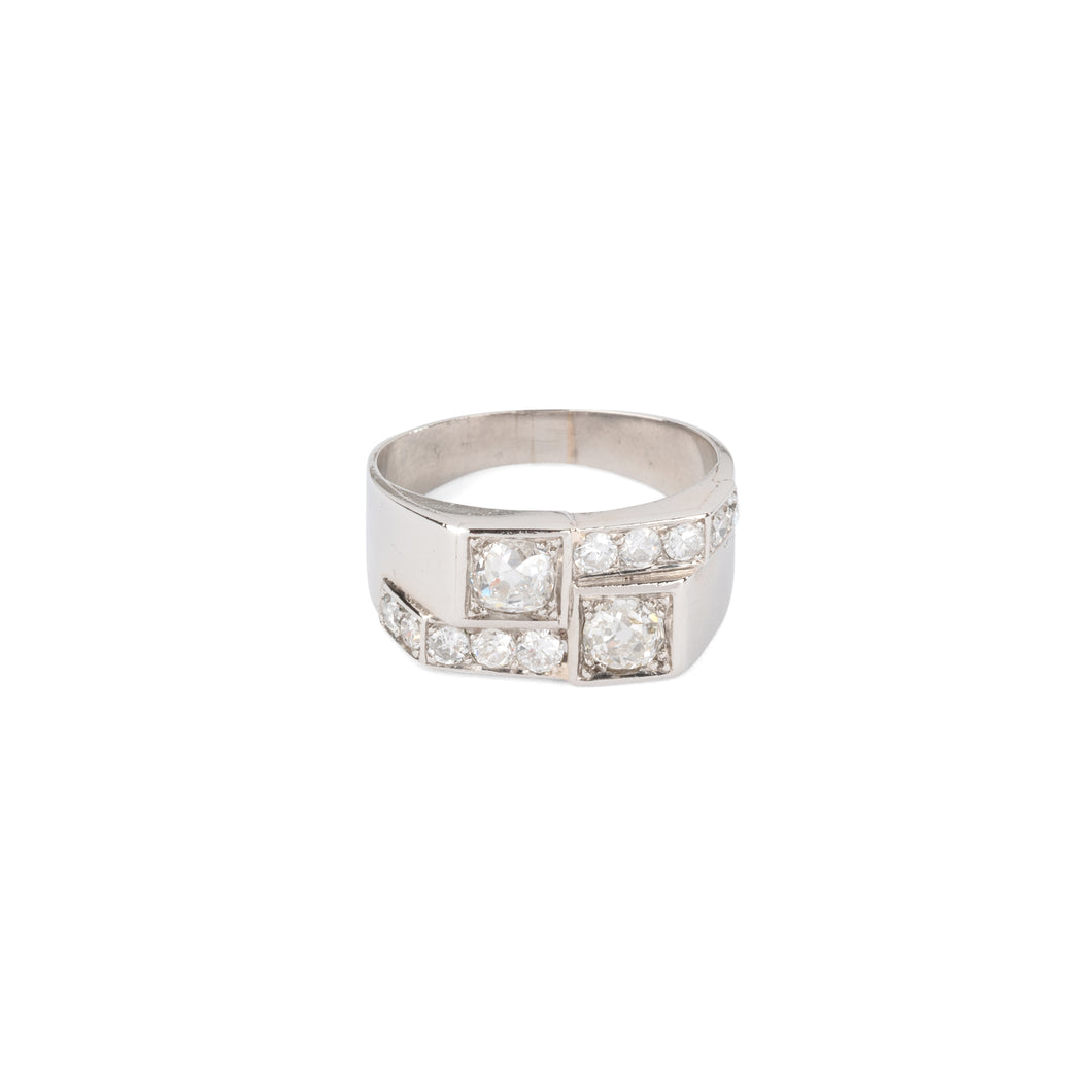 Bague Art Déco en platine et  diamant
