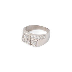 Bague Art Déco en platine et  diamant
