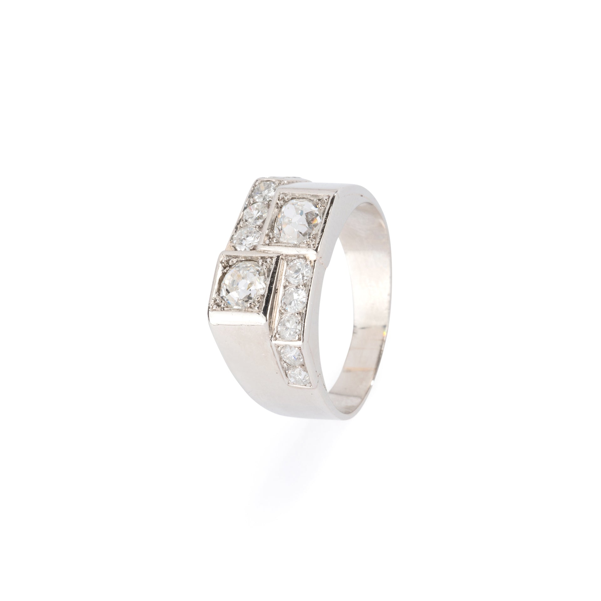 Bague Art Déco en platine et  diamant