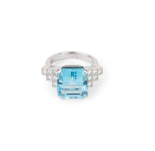 Charger l&#39;image dans la galerie, Bague en or gris et aigue-marine
