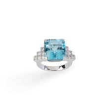 Charger l&#39;image dans la galerie, Bague en or gris et aigue-marine
