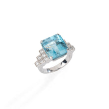 Charger l&#39;image dans la galerie, Bague en or gris et aigue-marine
