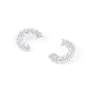 Boucles d'oreilles en or gris  demi cercle pavé de diamant