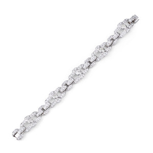 Bracelet Art Déco en platine et diamants à motifs géométriques