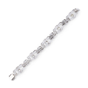Bracelet Art Déco en platine et diamants à motifs géométriques