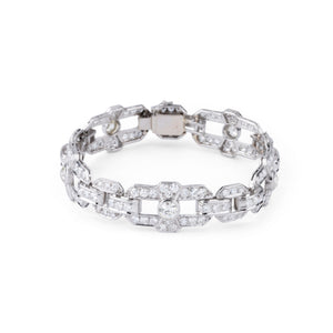 Bracelet Art Déco en platine et diamants à motifs géométriques
