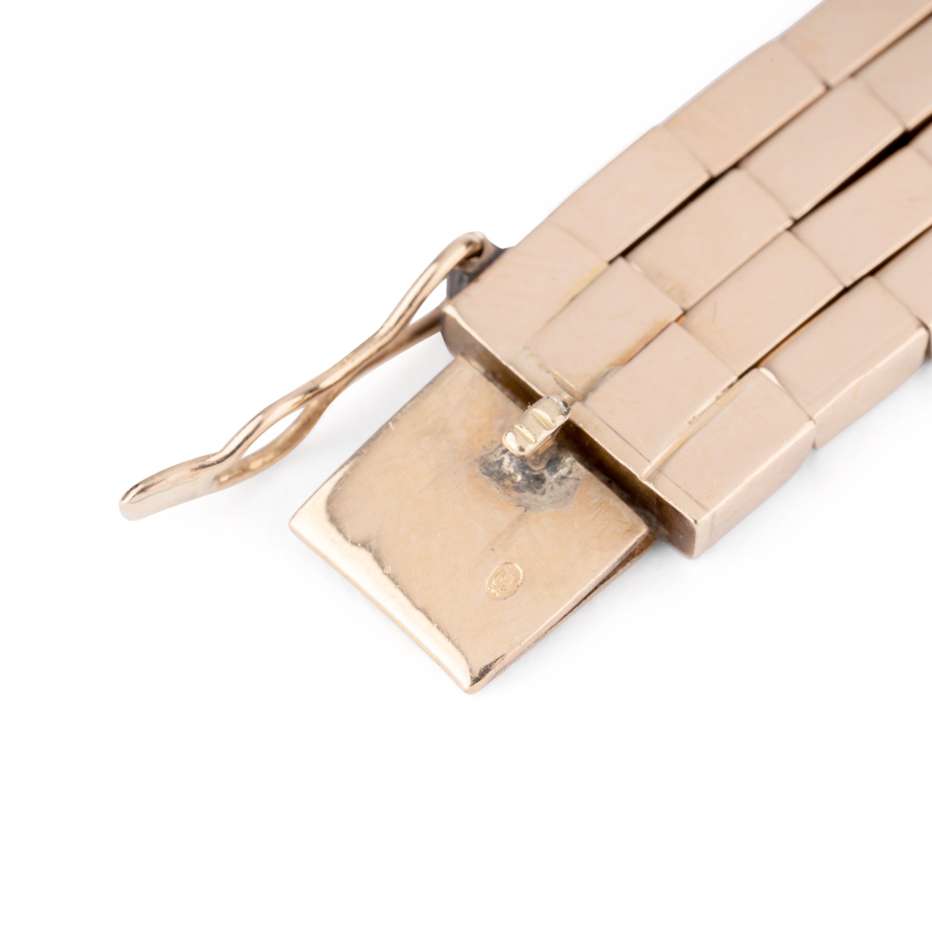 Bracelet or rose 18k formant des maillons rectangles