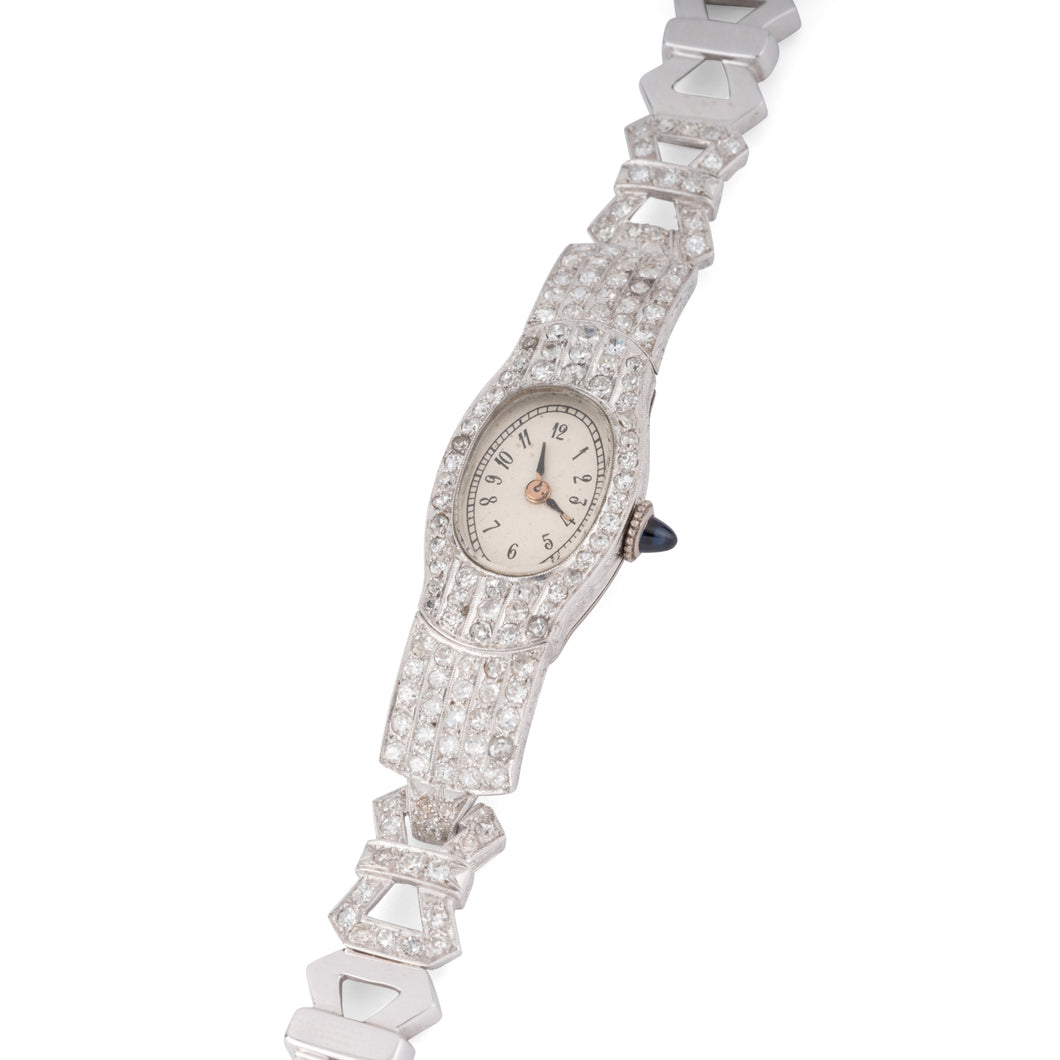 Montre platine et diamants Art Déco