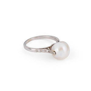 Bague Perle Akoya et platine