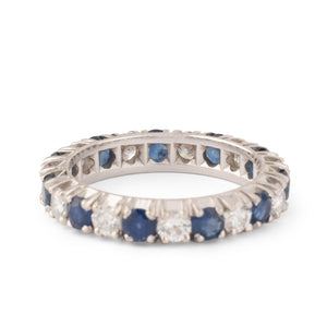 Alliance américaine en or gris,diamant et saphir .