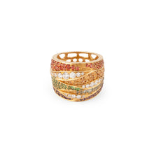 Charger l&#39;image dans la galerie, Bague bandeau or jaune entourée de pierres de couleurs
