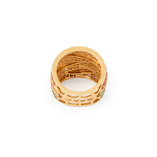 Charger l&#39;image dans la galerie, Bague bandeau or jaune entourée de pierres de couleurs
