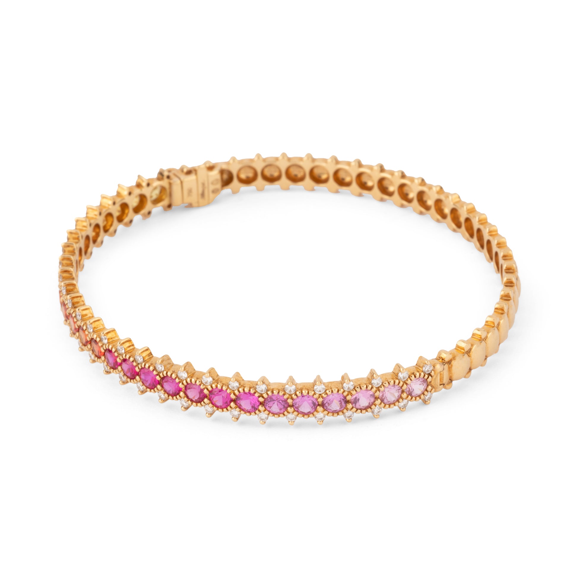 Bracelet or Rose  sertis de saphirs multicolores