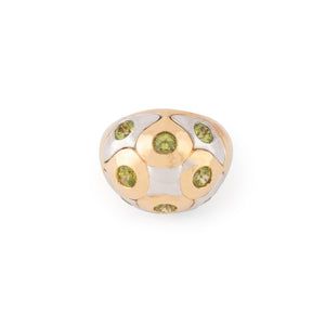 Bague boule de la maison Bvlgari en péridot  en or bi-colore