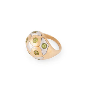 Bague boule de la maison Bvlgari en péridot  en or bi-colore