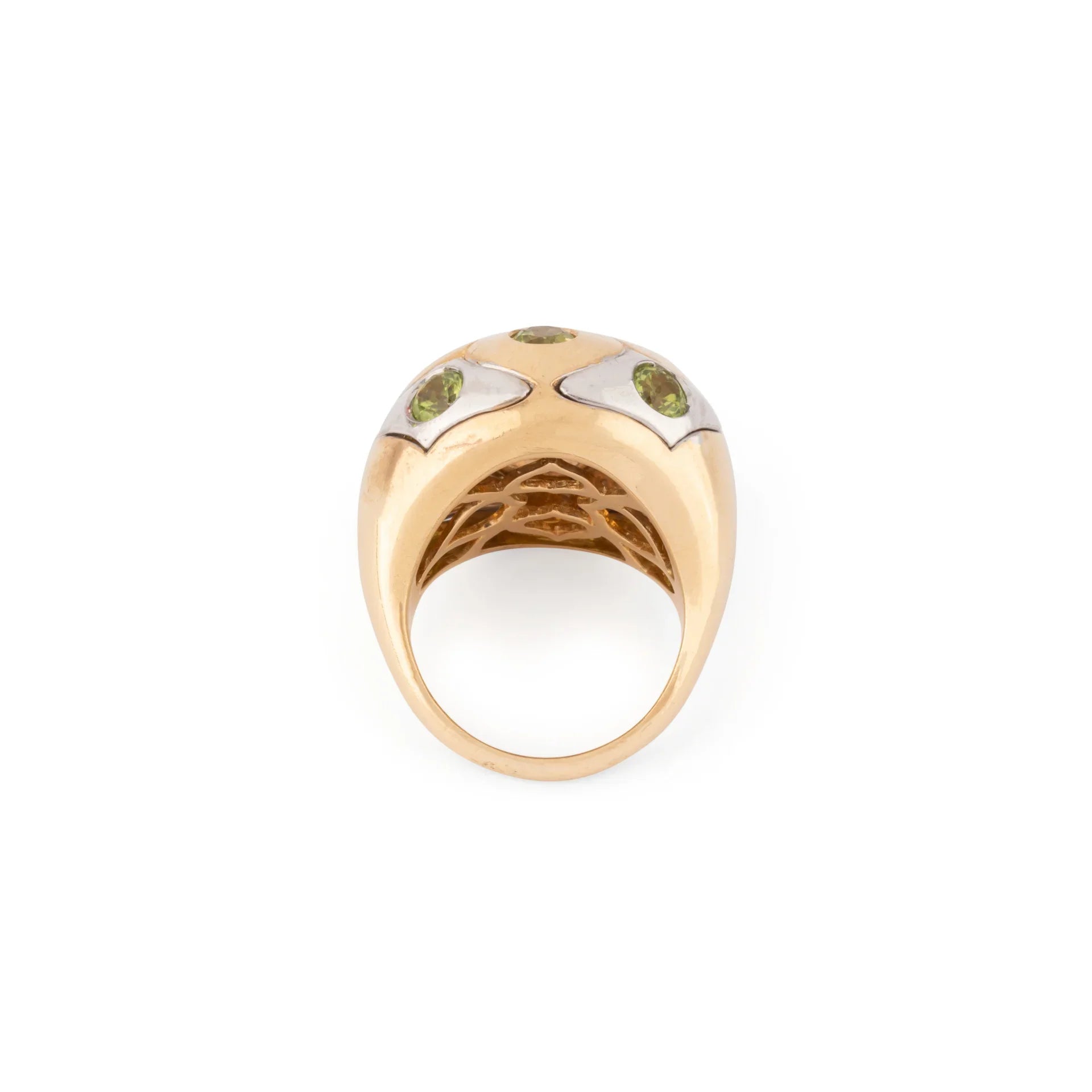 Bague boule de la maison Bvlgari en péridot  en or bi-colore