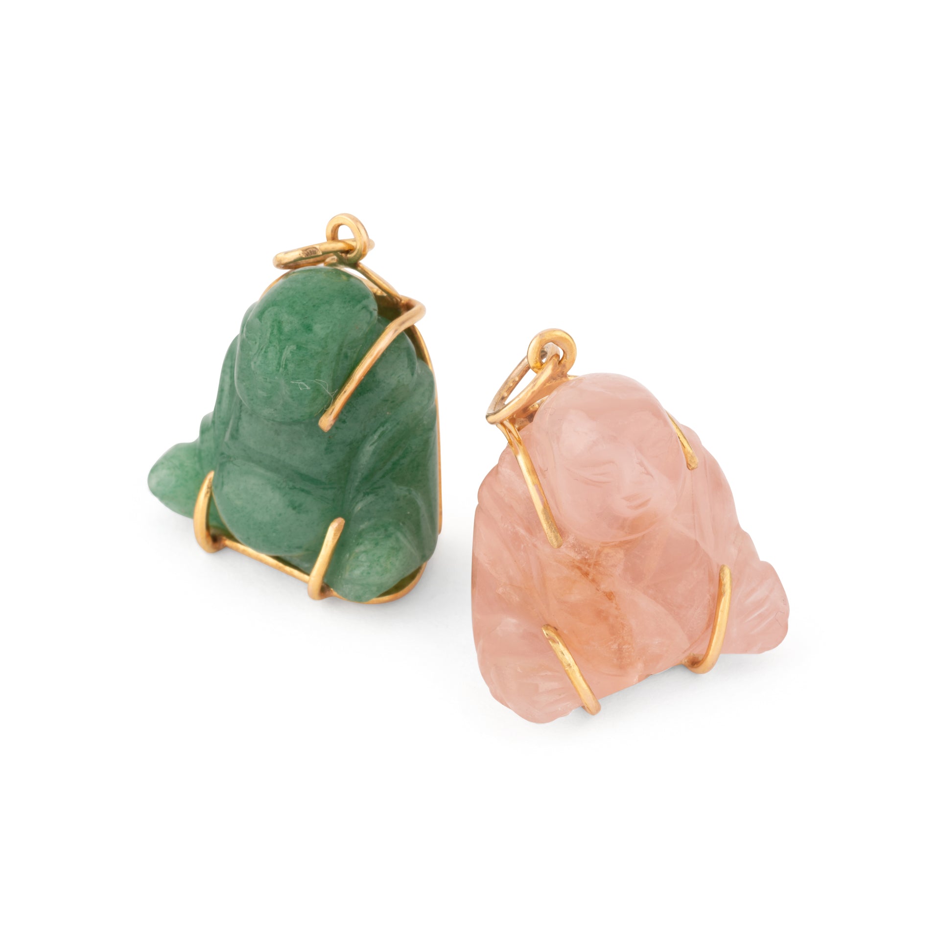 Pendentif représentant un Bouddha quartz rose sculptée
