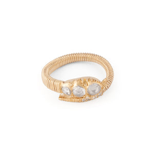 Bague serpent  en diamant taille ancienne en or jaune