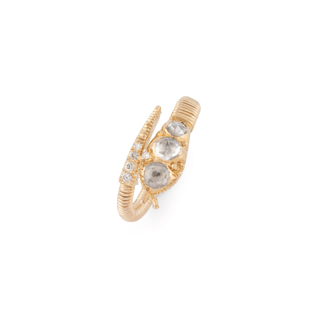 Bague serpent  en diamant taille ancienne en or jaune