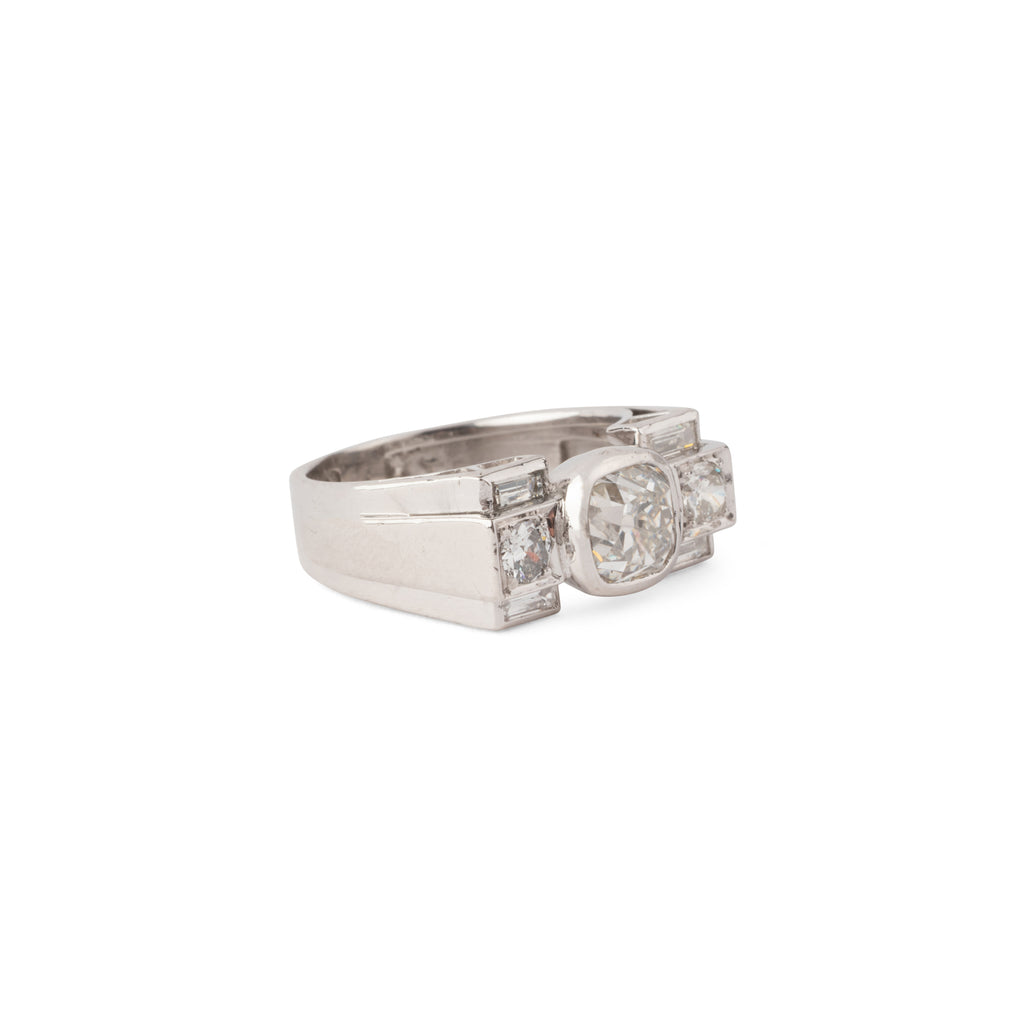 Bague platine Art déco et diamant