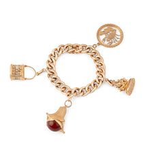 Charger l&#39;image dans la galerie, Bracelet or rose 18k,maillon gourmette orné de 4 breloques
