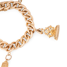 Charger l&#39;image dans la galerie, Bracelet or rose 18k,maillon gourmette orné de 4 breloques
