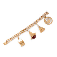 Charger l&#39;image dans la galerie, Bracelet or rose 18k,maillon gourmette orné de 4 breloques
