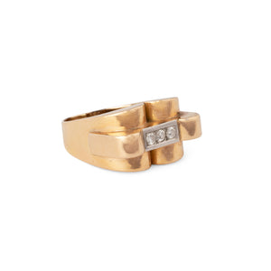 Bague Tank en or jaune et diamants