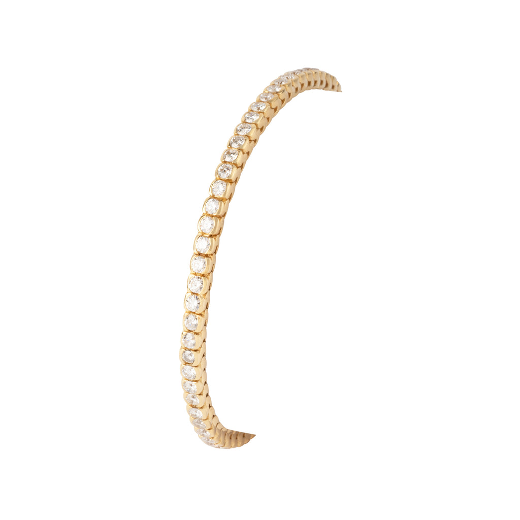 Bracelet riviere en diamant, sur or jaune en serti semi-clos