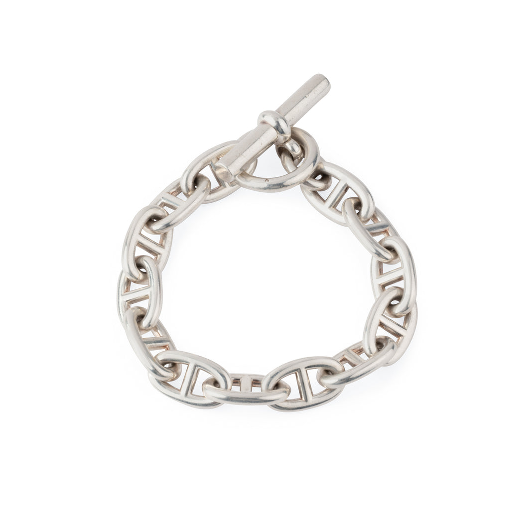 Bracelet en argent de la maison Hermès modèle iconique chaine d'ancre.