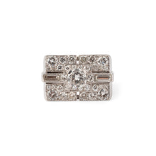 Charger l&#39;image dans la galerie, Bague rectangulaire en platine et or
