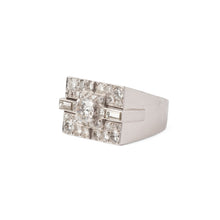 Charger l&#39;image dans la galerie, Bague rectangulaire en platine et or

