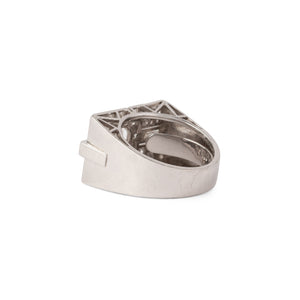 Bague rectangulaire en platine et or