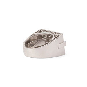Bague rectangulaire en platine et or