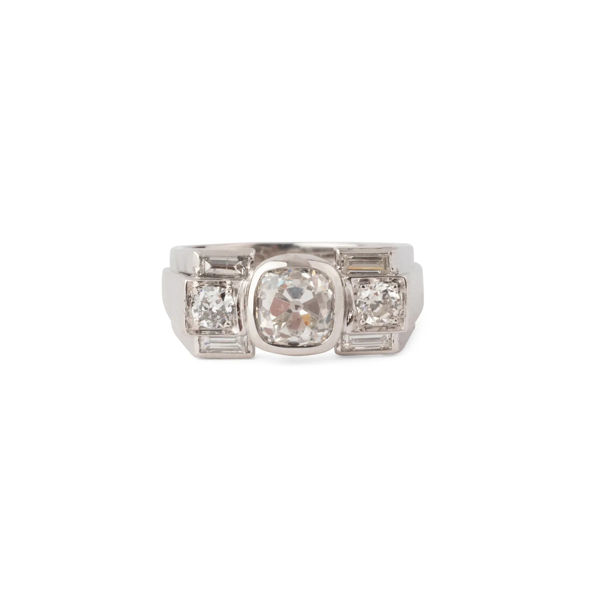Bague platine Art déco et diamant