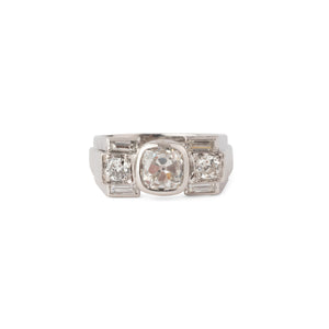 Bague platine Art déco et diamant