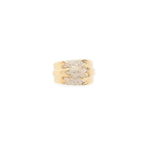Bague 3 rangs en or jaune et diamant