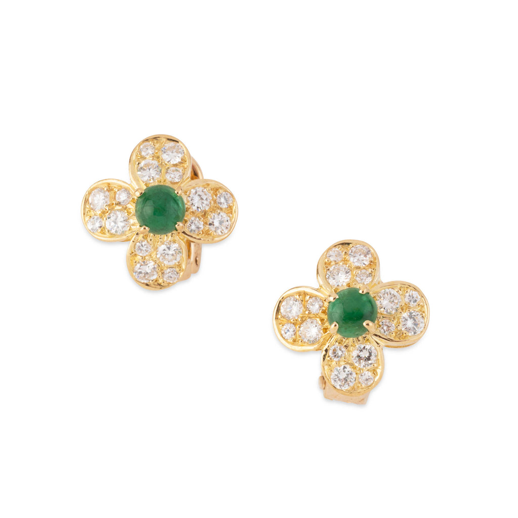 Boucles d'oreilles "Fleurette" Van Clef & Arpels en émeraude et diamants